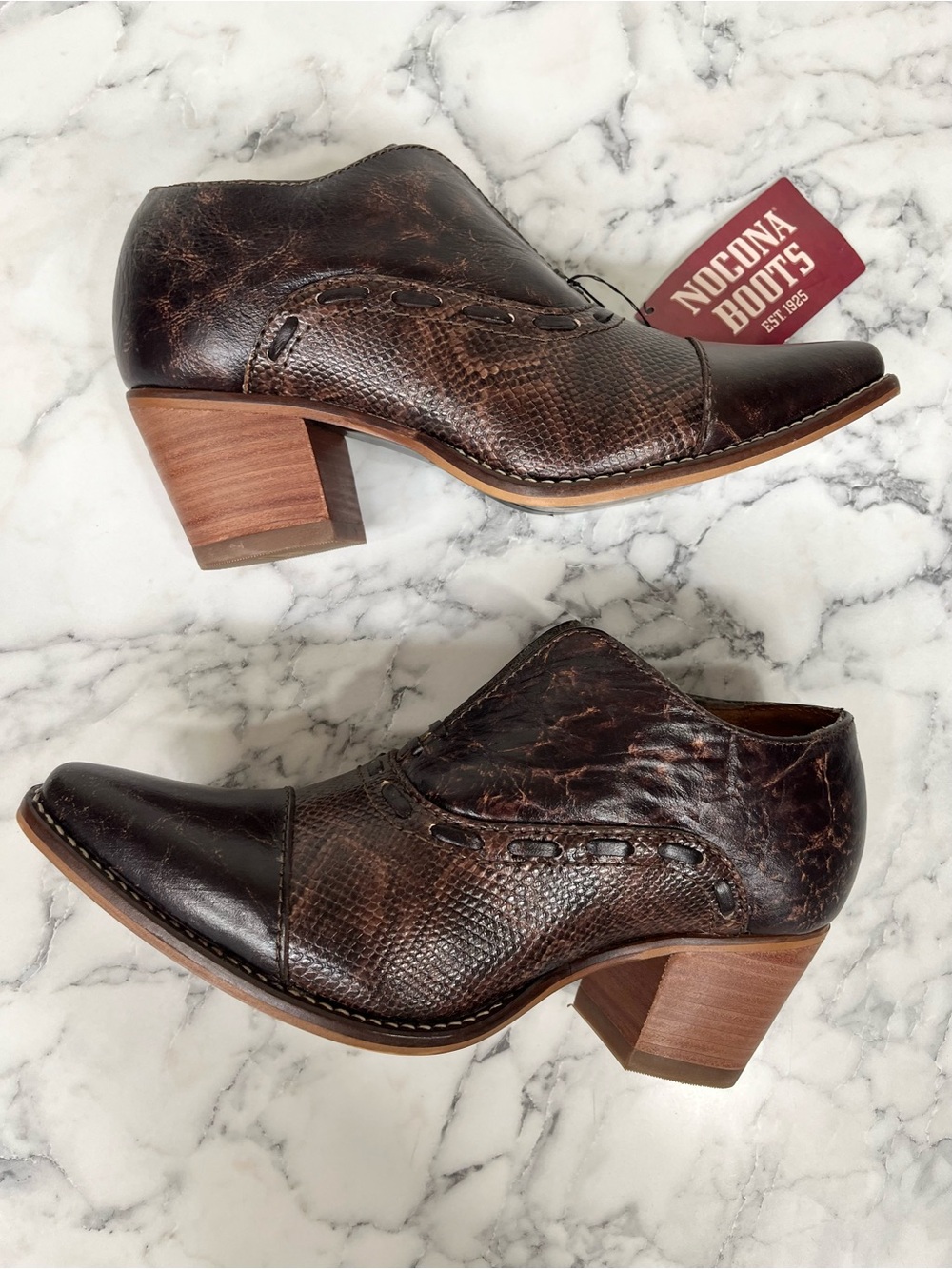 Nocona Ladies' Sherry Mocha Brown 5" Bootie Snip Toe Western Cowgirl Rodeo 6.5 B - Picture 7 of 12